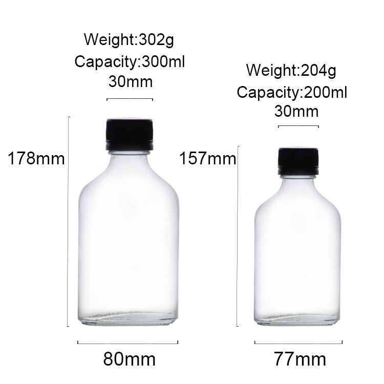 different size glass bottle